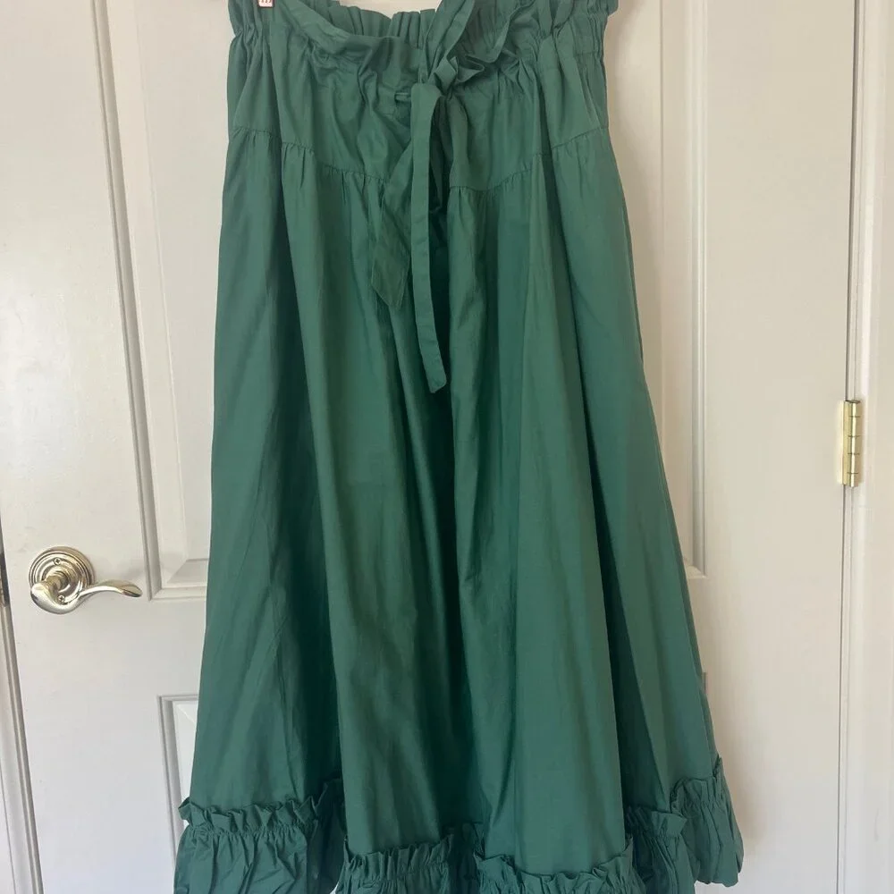 Free People Green Ruffled Maxi Skirt